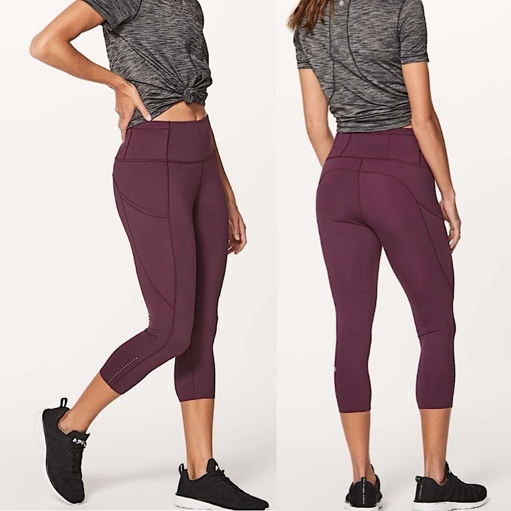 Lululemon Fast & Free High Rise Crop Leggings II Nulux 19" in Dark Adobe Sz 4